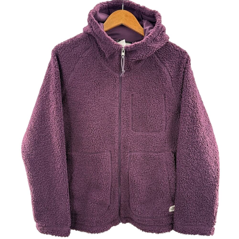 NWT The North Face Ridge Hoodie Full Zipper High Pile Jacket BlackBerry Size M - Picture 2 of 15